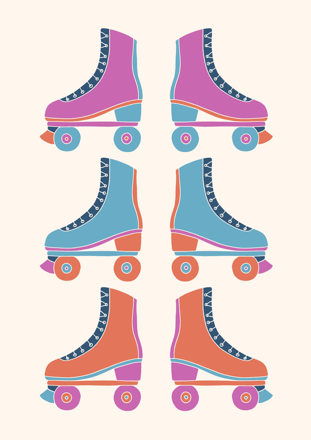 Retro Roller Skates Pop Art Canvas Wall Art