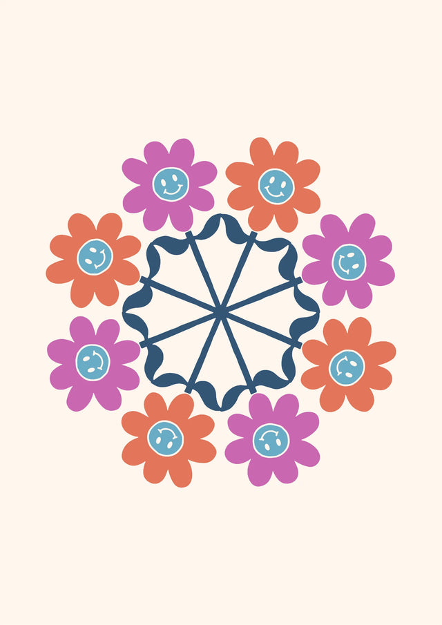 Smiling Flower Carousel Canvas Wall Art