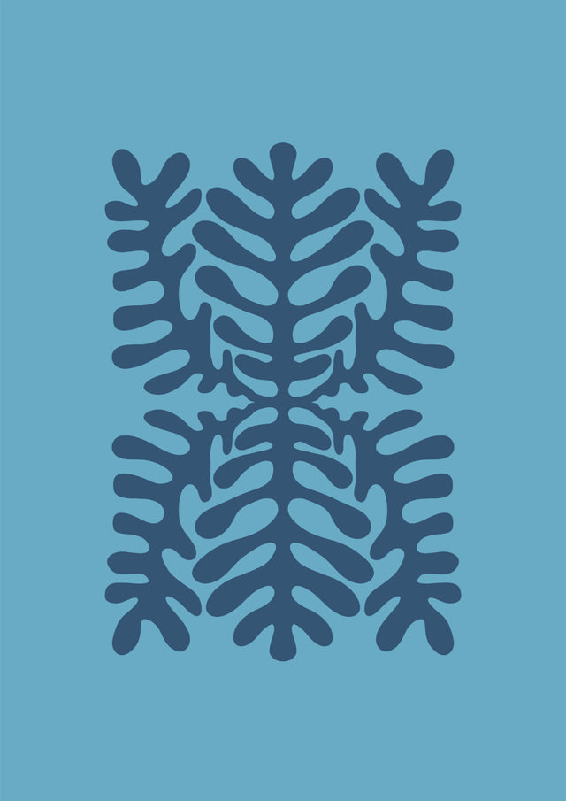 Symmetrical Sea Fern Abstract Canvas Wall Art
