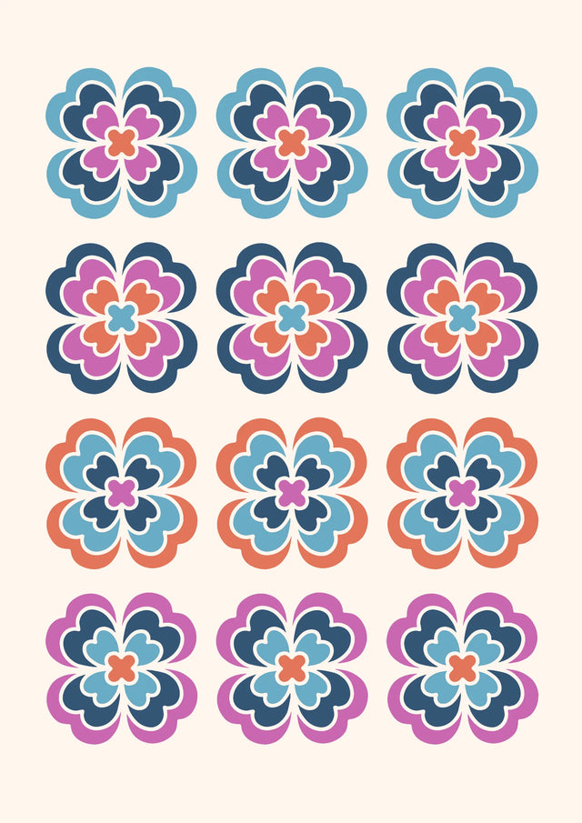 Retro Bloom Harmony Canvas Wall Art