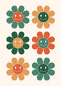 Retro Smiley Bloom Canvas Wall Art