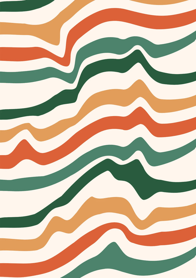 Retro Horizon Waves Canvas Wall Art