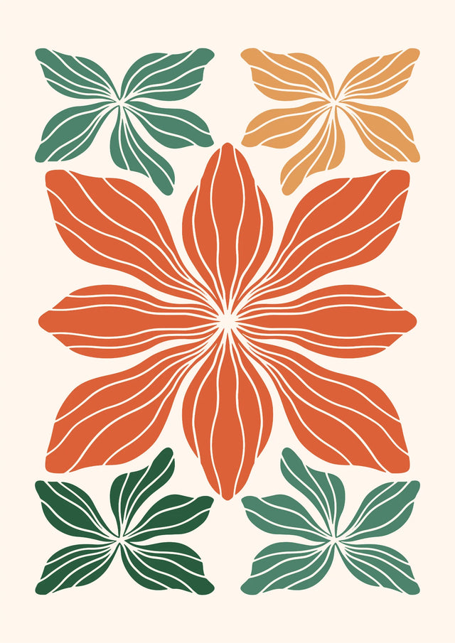 Retro Bloom Burst Floral Canvas Wall Art