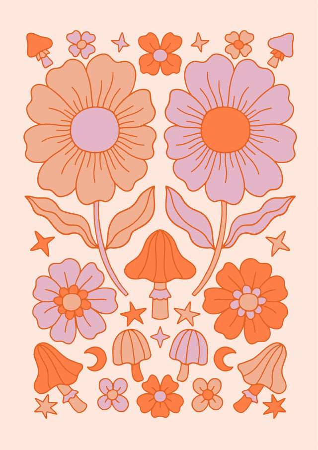 Retro Bloom Garden Canvas Wall Art