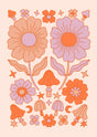 Retro Bloom Garden Canvas Wall Art