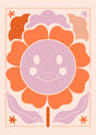 Retro Sunshine Smile Flower Canvas Wall Art