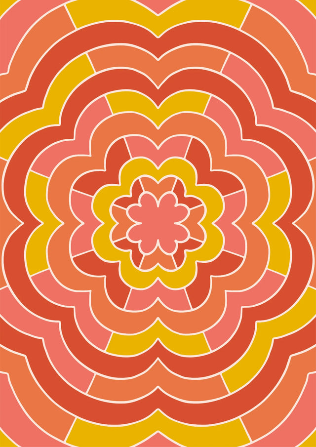Retro Radiance Flower Burst Canvas Wall Art
