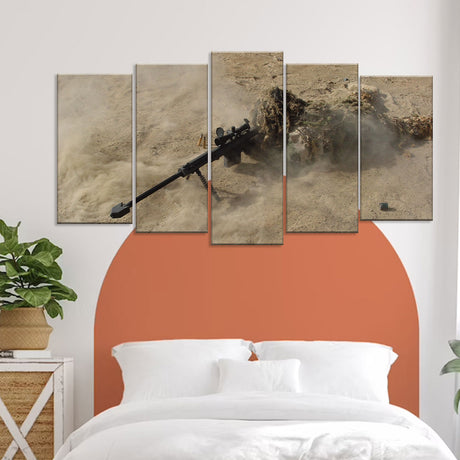 Camouflage Sniper in Desert Canvas Wall Art