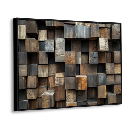 Canvas Wall Art - Rustic 3D Wooden Block Design
