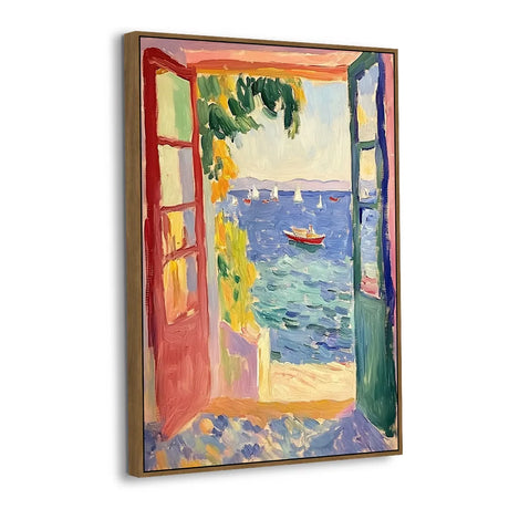 Canvas Wall Art - Vibrant Coastal View Through An Open Window