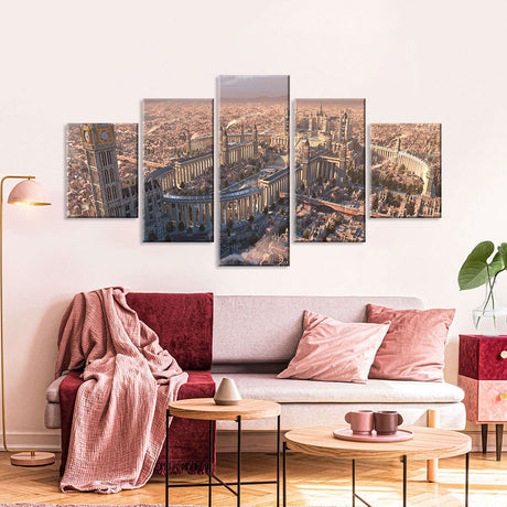 Multi-Panel Fantasy City Canvas Wall Art