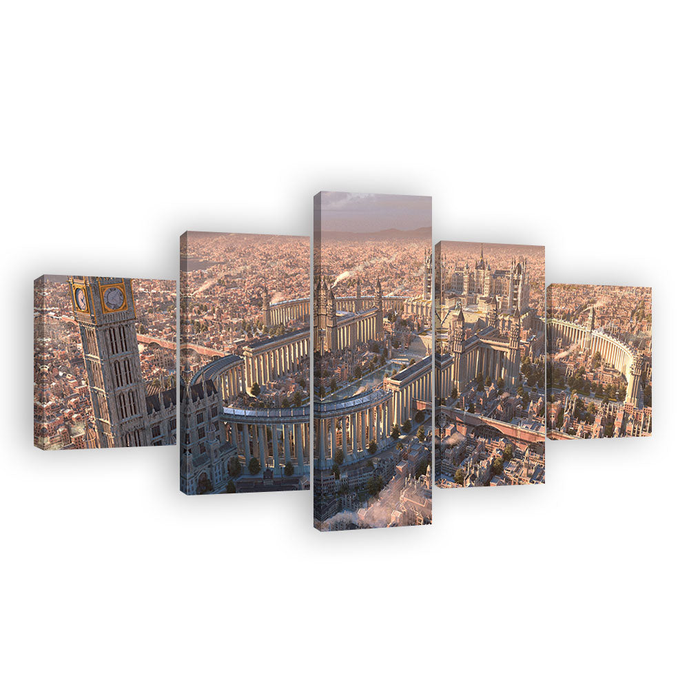 Multi-Panel Fantasy City Canvas Wall Art