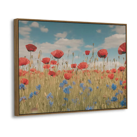Captivating Red Poppy And Cornflower Meadow Canvas Wall Art