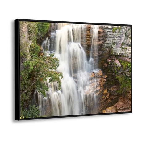 Cascading Serenity Cliffside Waterfall Canvas Wall Art