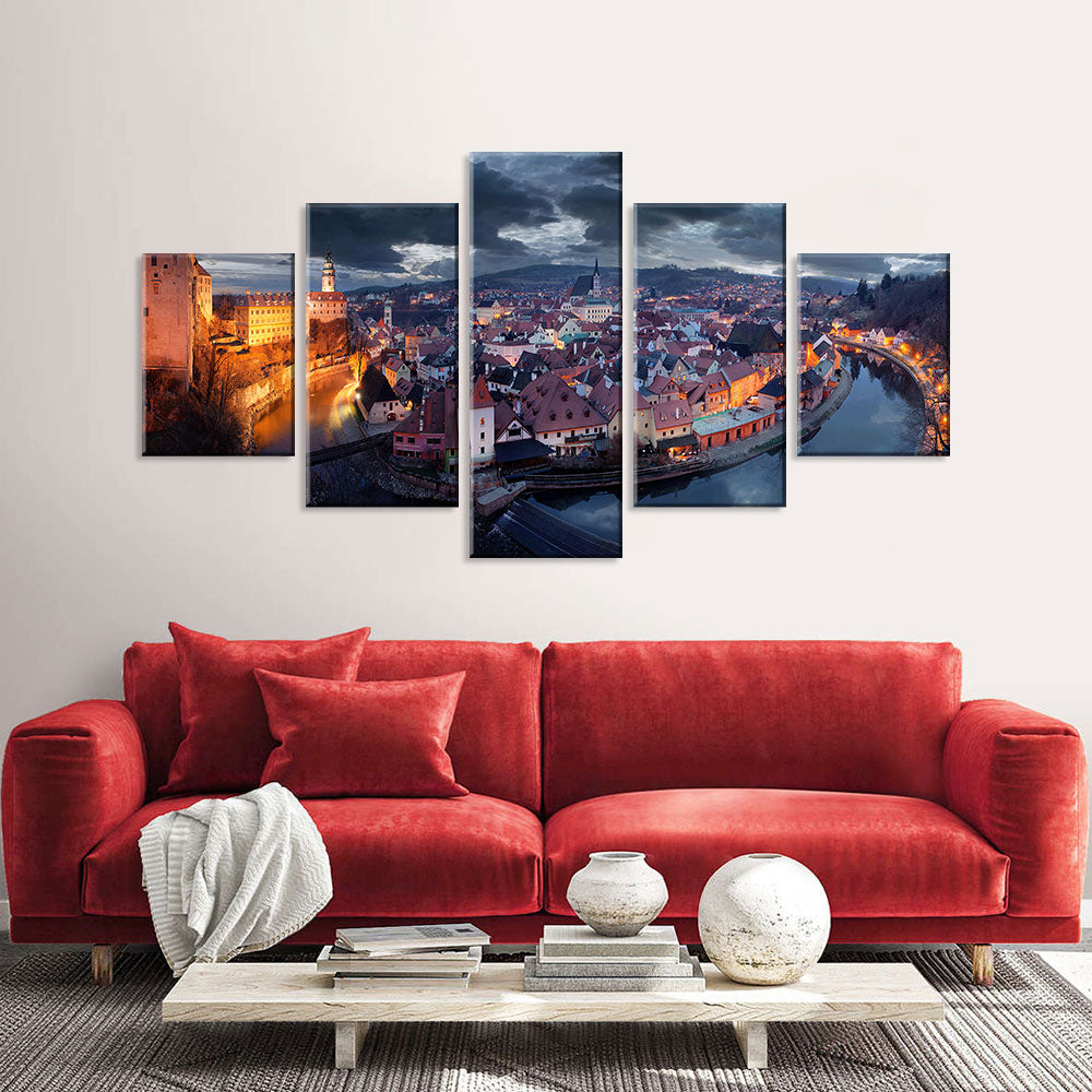 Cesky Krumlov Evening Canvas Wall Art