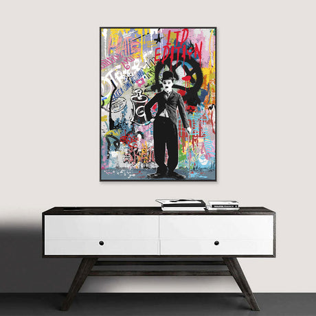 Charlie Chaplin Street Art Graffiti Canvas Wall Art