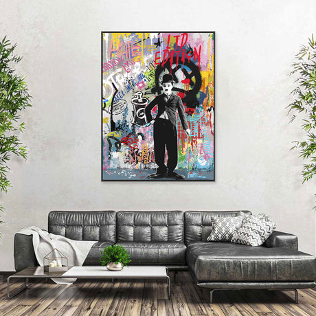 Charlie Chaplin Street Art Graffiti Canvas Wall Art