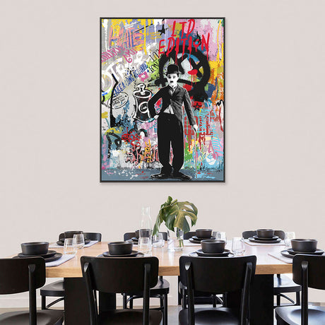 Charlie Chaplin Street Art Graffiti Canvas Wall Art