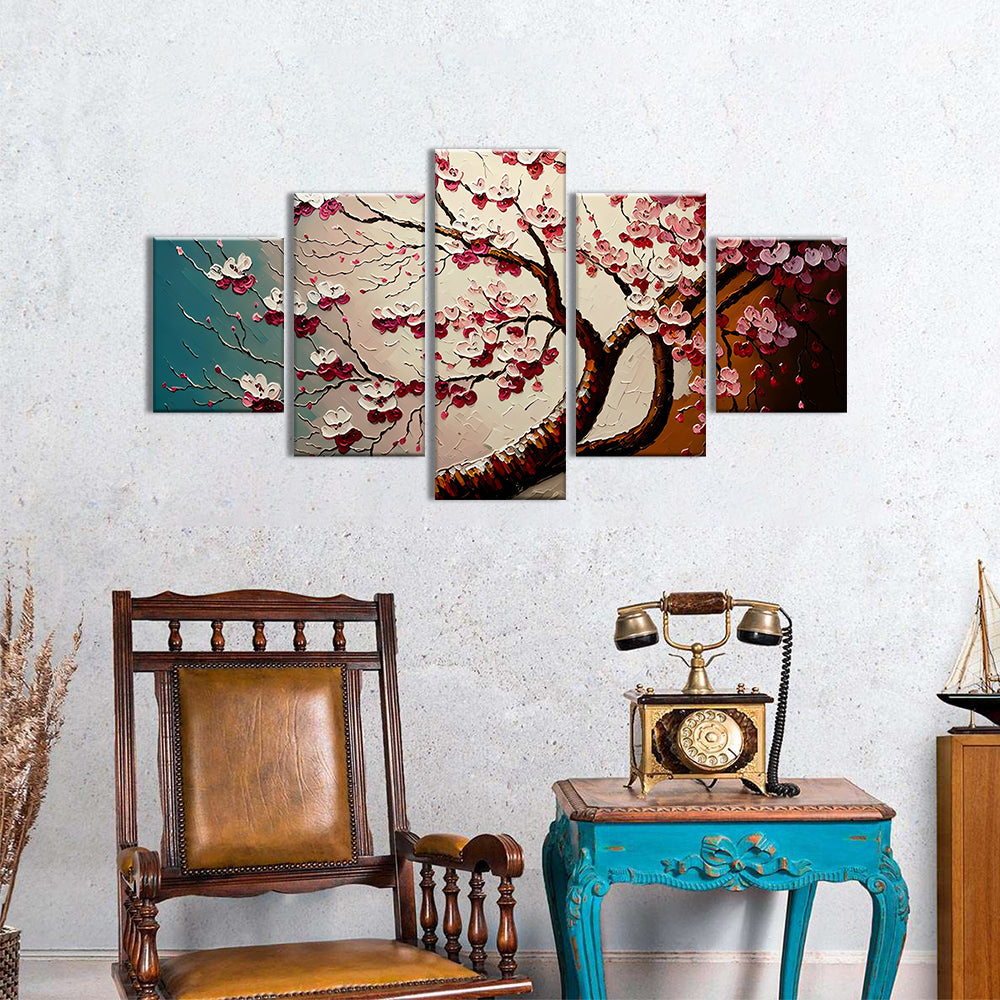 Cherry Blossom Textured Canvas Wall Art