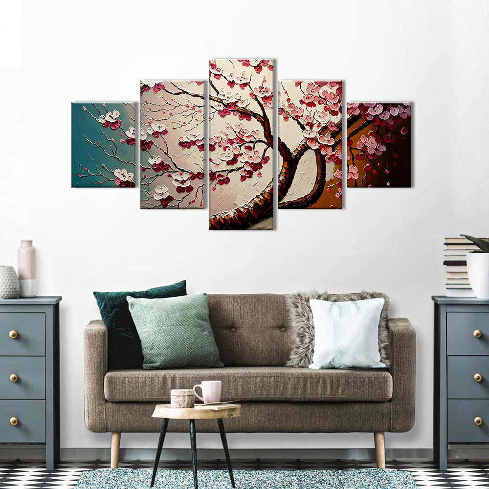 Cherry Blossom Textured Canvas Wall Art