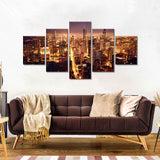 Chicago City Evening Lights Canvas Wall Art