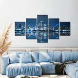 Chicago Skyline Night View Canvas Wall Art