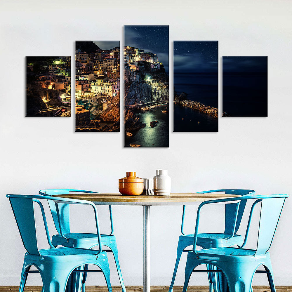 Cinque Terre at Night Multi-Panel Canvas Wall Art