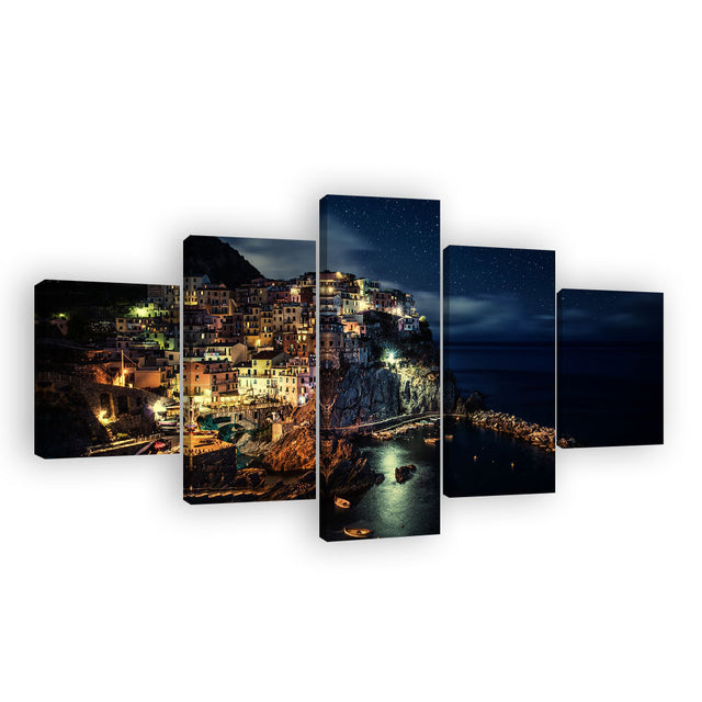 Cinque Terre at Night Multi-Panel Canvas Wall Art