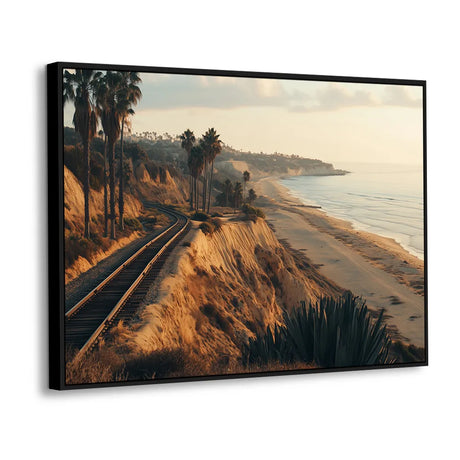 Coastal Railway Sunset Canvas Wall Art