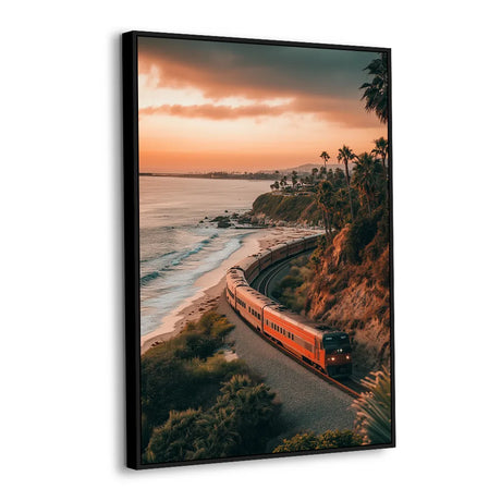 Coastal Sunset Train Canvas Wall Art