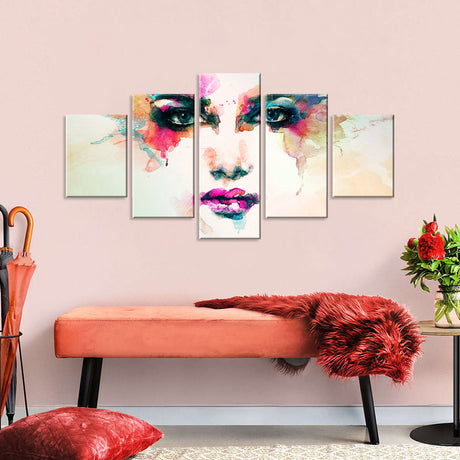 Colorful Abstract Woman Portrait Canvas Wall Art