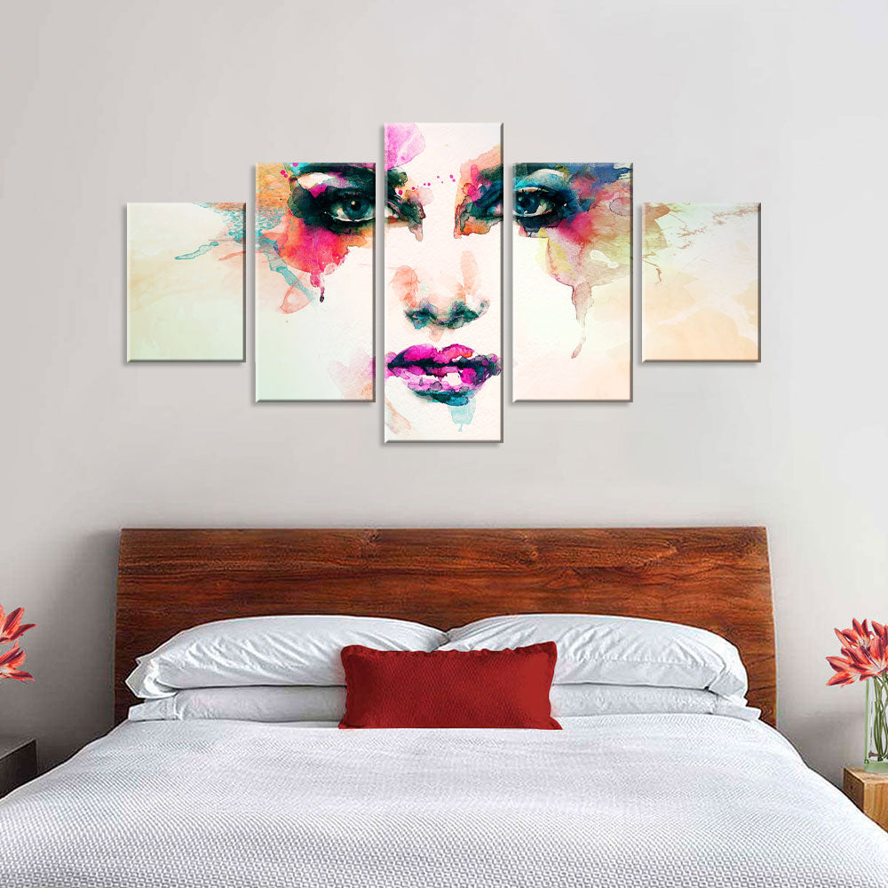 Colorful Abstract Woman Portrait Canvas Wall Art