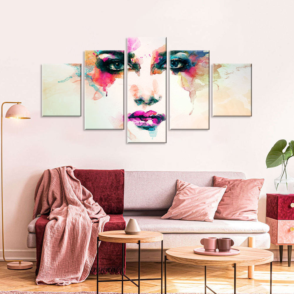 Colorful Abstract Woman Portrait Canvas Wall Art