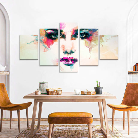 Colorful Abstract Woman Portrait Canvas Wall Art