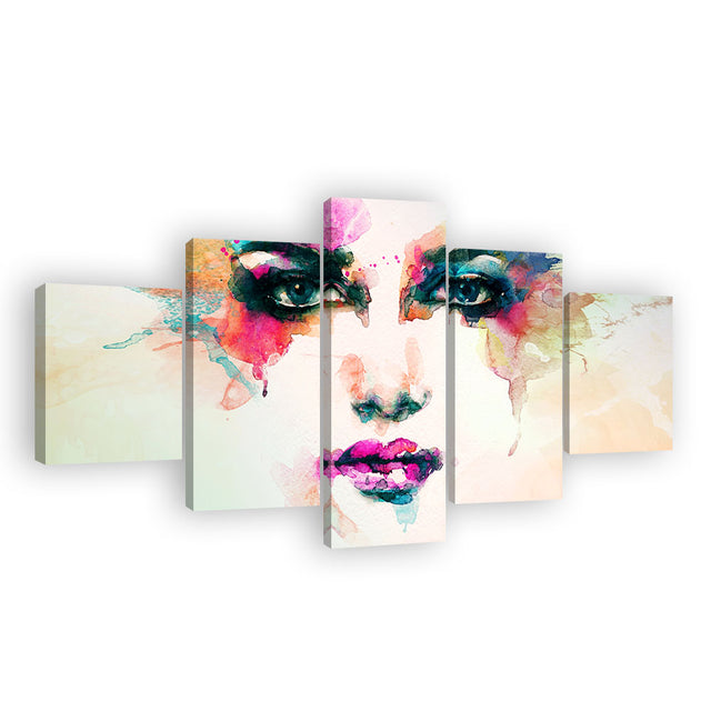 Colorful Abstract Woman Portrait Canvas Wall Art