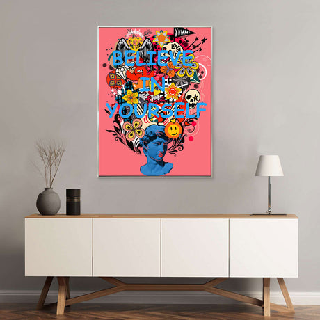 Colorful Believe In Yourself Graffiti Canvas Wall Art