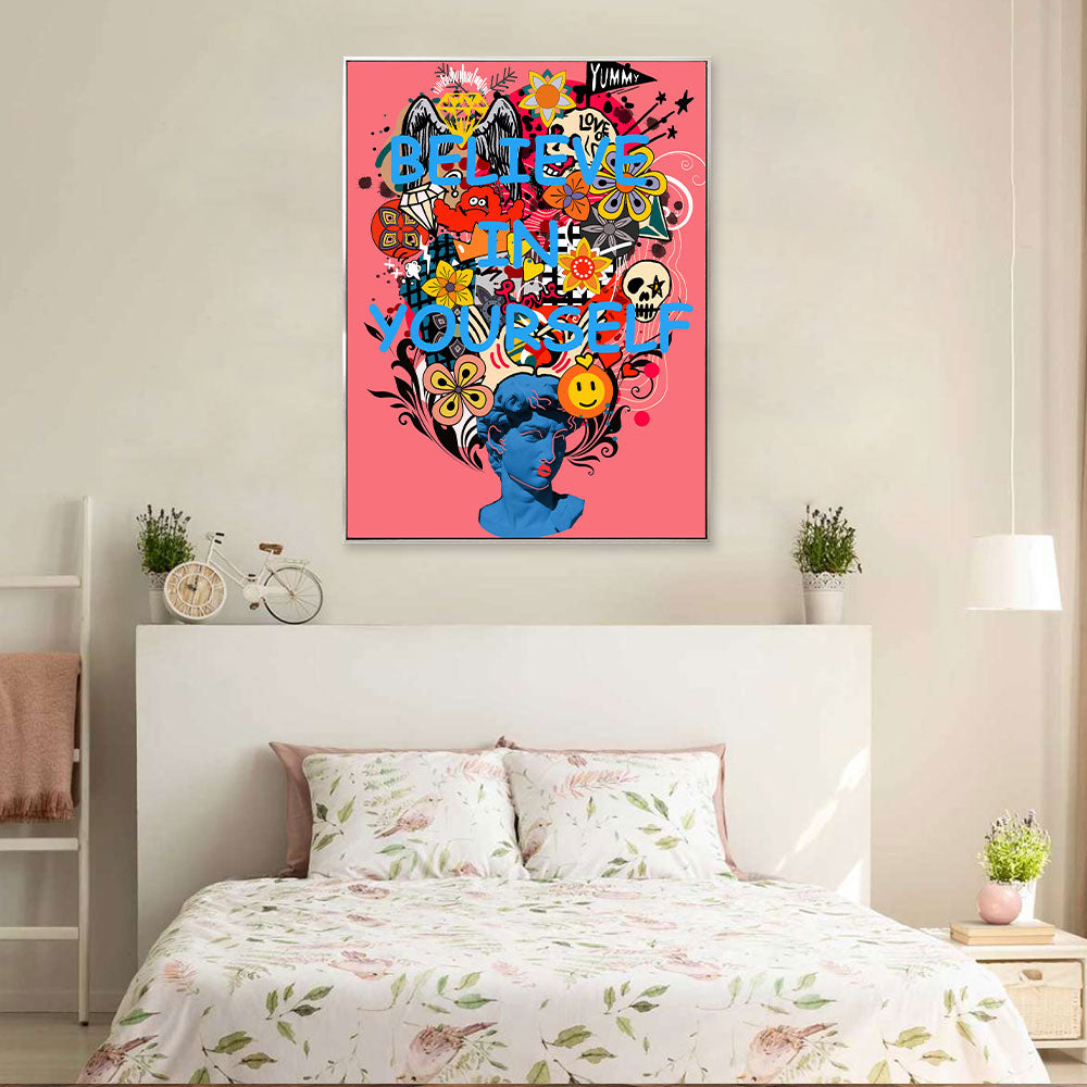 Colorful Believe In Yourself Graffiti Canvas Wall Art