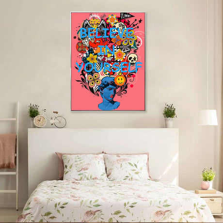 Colorful Believe In Yourself Graffiti Canvas Wall Art