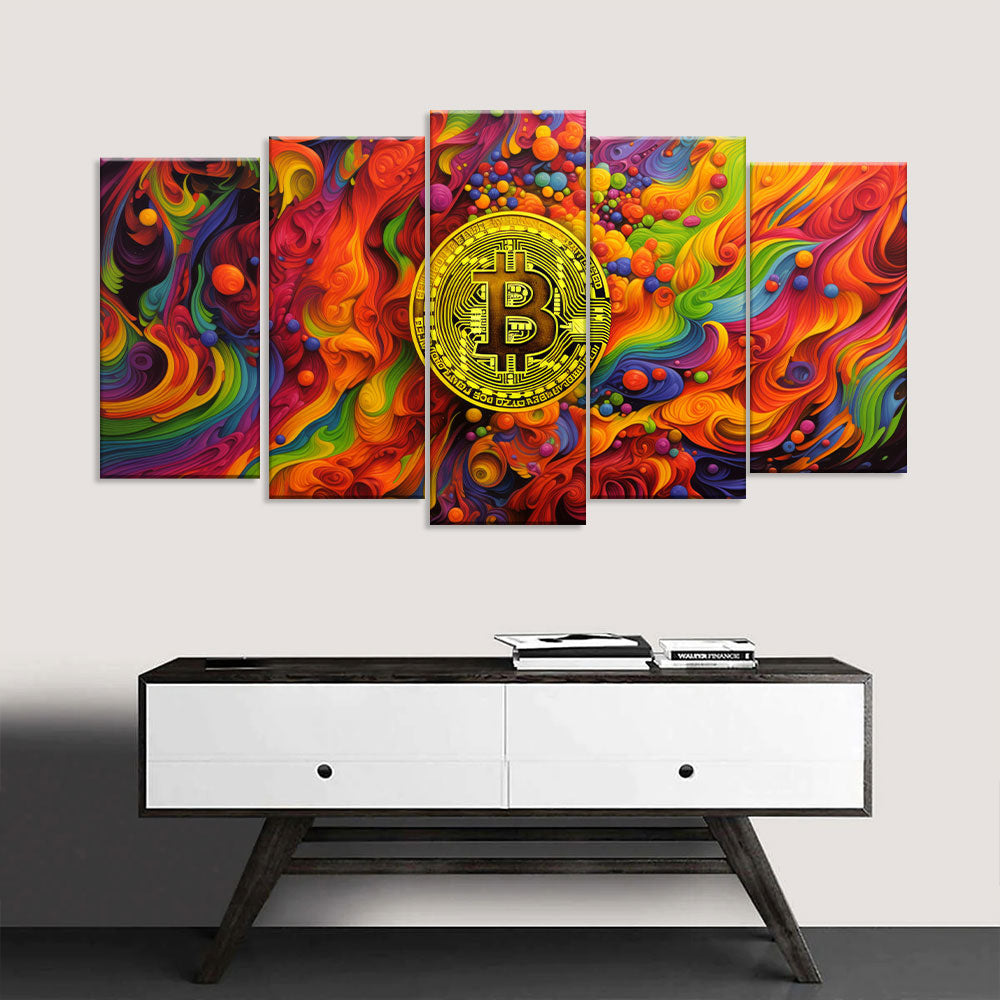 Colorful Bitcoin Canvas Wall Art