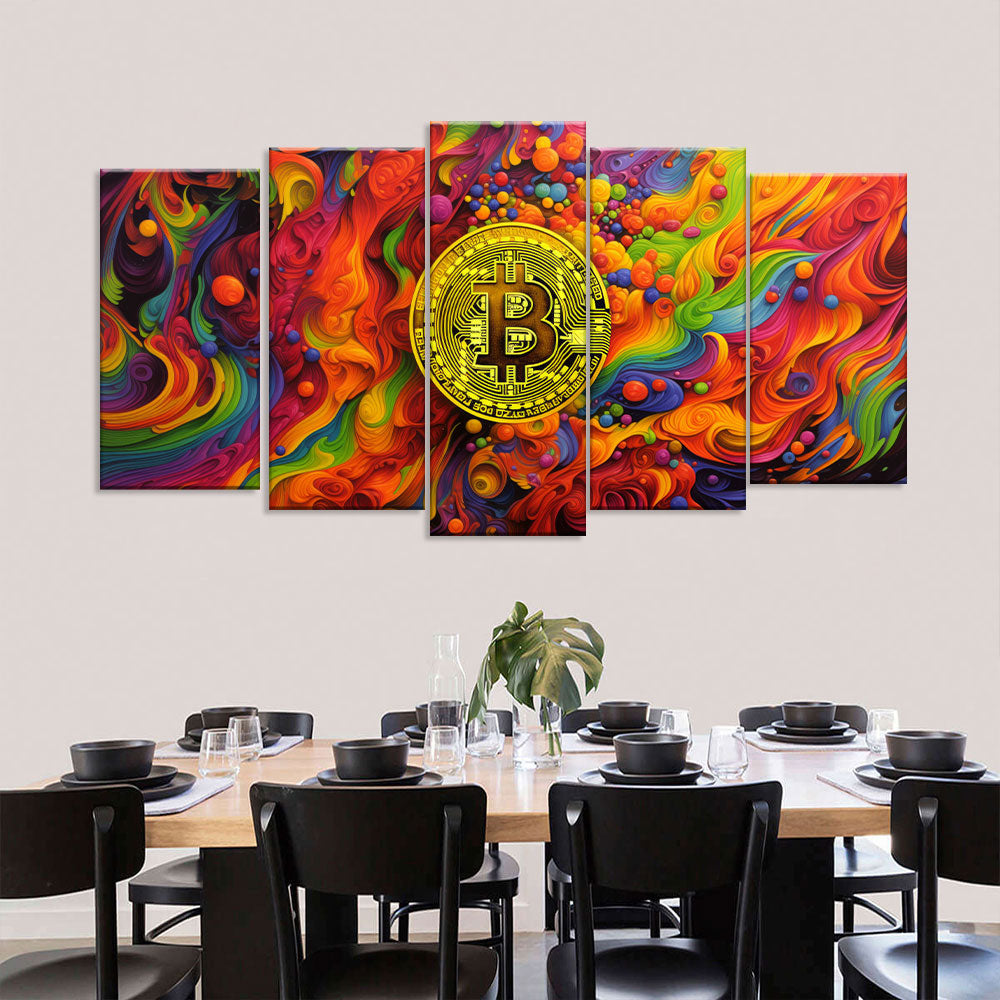 Colorful Bitcoin Canvas Wall Art