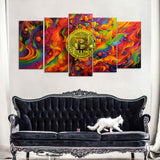 Colorful Bitcoin Canvas Wall Art