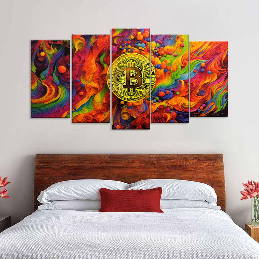 Colorful Bitcoin Canvas Wall Art