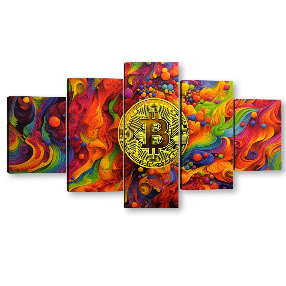 Colorful Bitcoin Canvas Wall Art