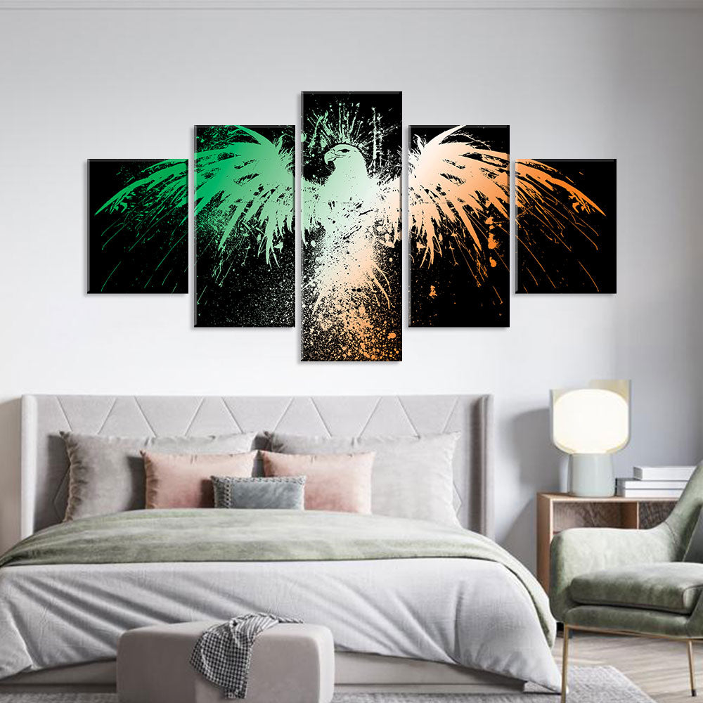 Colorful Eagle Icon Canvas Wall Art