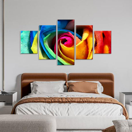 Colorful Faux Rose Canvas Wall Art