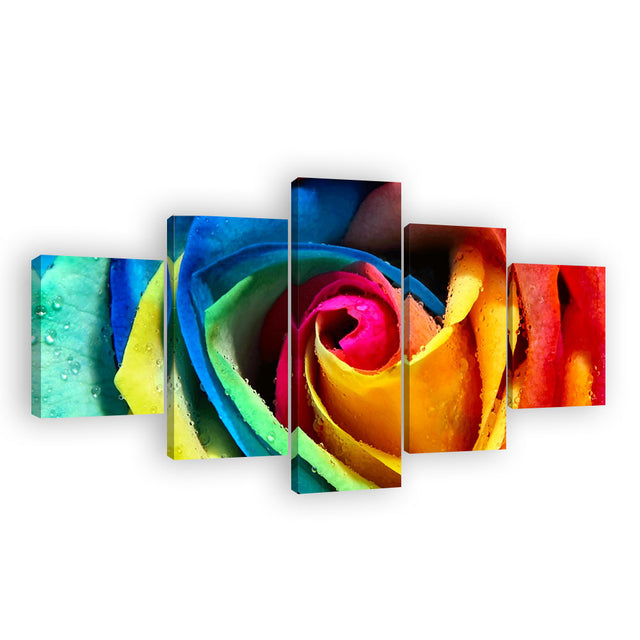 Colorful Faux Rose Canvas Wall Art