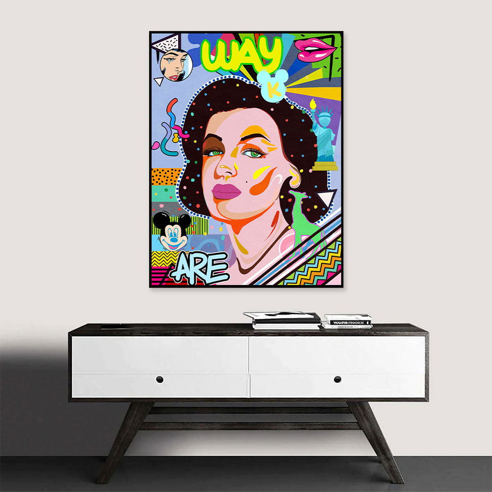 Colorful Gorgeous Girl Graffiti Canvas Wall Art