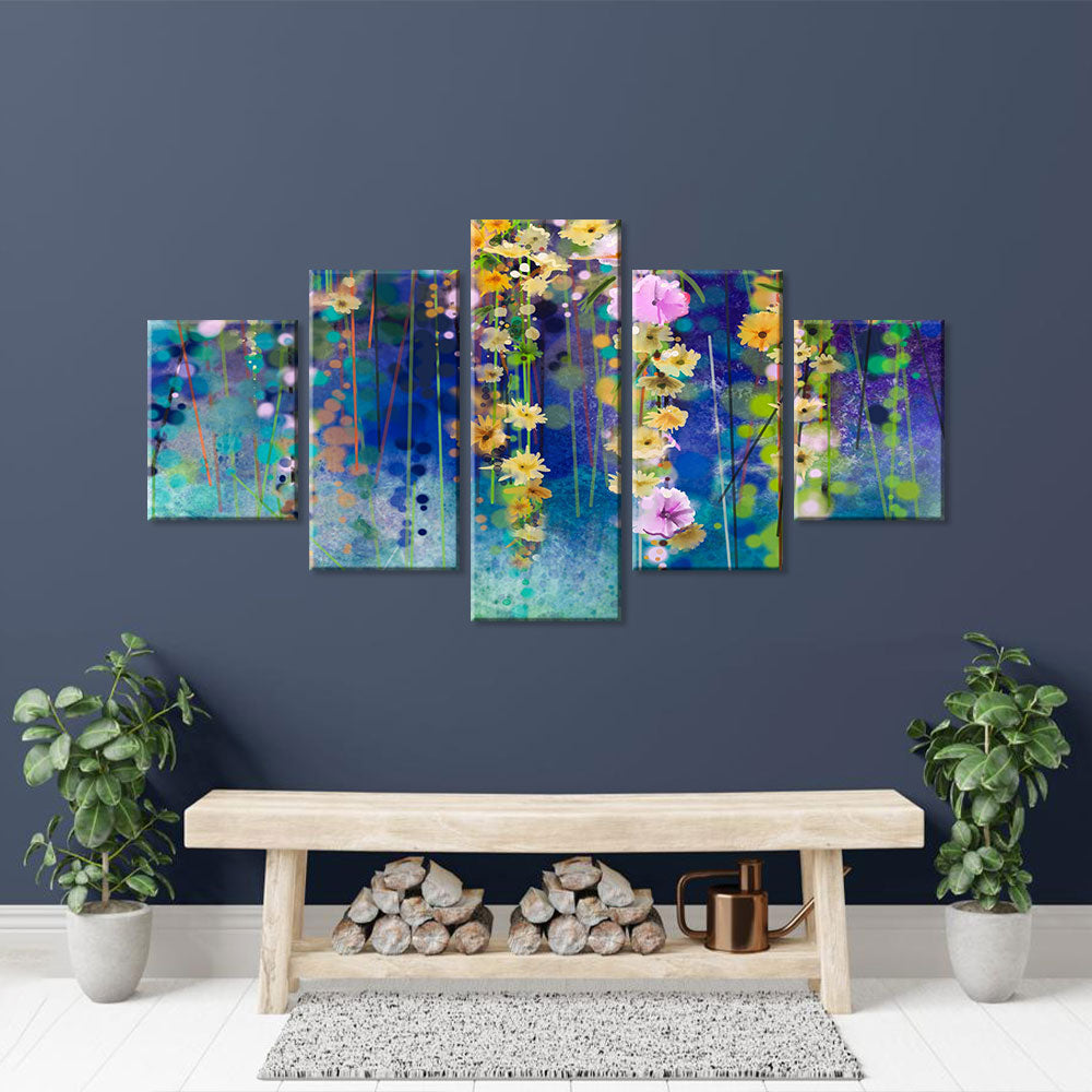 Colorful Hanging Flowers Canvas Wall Art