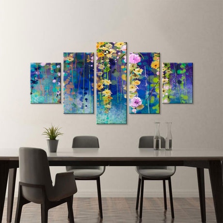 Colorful Hanging Flowers Canvas Wall Art