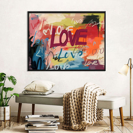 Colorful Love Graffiti Canvas Wall Art